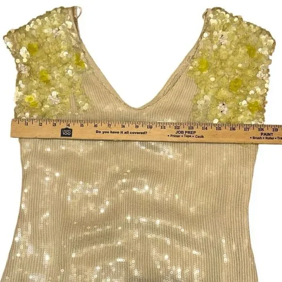 Rare Free People Icy Citrus Dress, Sz 4 ivory, yellow sequins Retail 500 mini - Picture 9 of 13